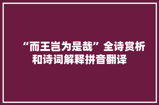 “而王岂为是哉”全诗赏析和诗词解释拼音翻译