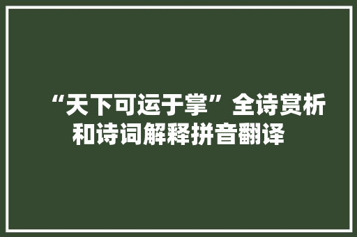 “天下可运于掌”全诗赏析和诗词解释拼音翻译