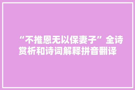 “不推恩无以保妻子”全诗赏析和诗词解释拼音翻译