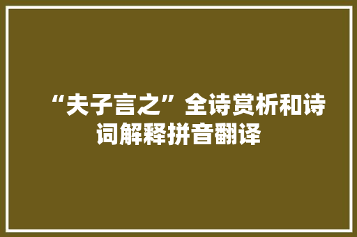 “夫子言之”全诗赏析和诗词解释拼音翻译