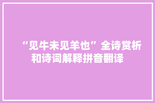 “见牛未见羊也”全诗赏析和诗词解释拼音翻译
