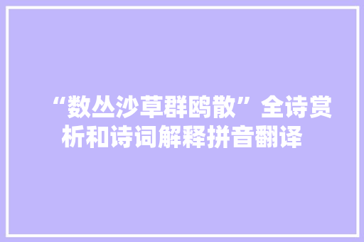 “数丛沙草群鸥散”全诗赏析和诗词解释拼音翻译
