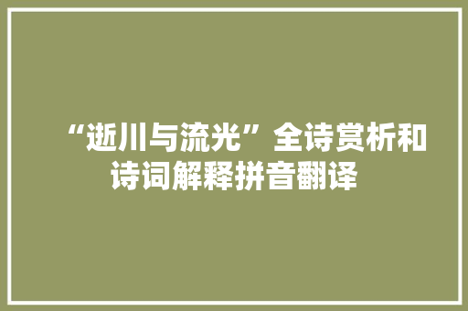 “逝川与流光”全诗赏析和诗词解释拼音翻译