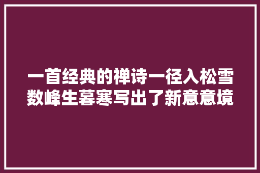 一首经典的禅诗一径入松雪数峰生暮寒写出了新意意境唯美