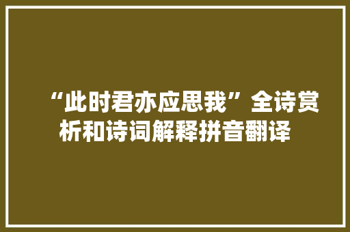 “此时君亦应思我”全诗赏析和诗词解释拼音翻译