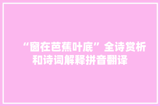“窗在芭蕉叶底”全诗赏析和诗词解释拼音翻译