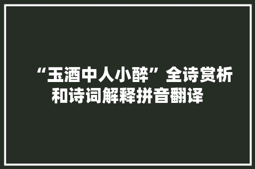 “玉酒中人小醉”全诗赏析和诗词解释拼音翻译