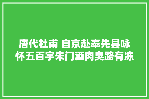 唐代杜甫 自京赴奉先县咏怀五百字朱门酒肉臭路有冻去世骨