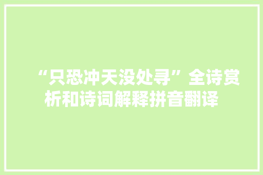 “只恐冲天没处寻”全诗赏析和诗词解释拼音翻译