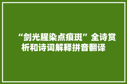 “剑光腥染点痕斑”全诗赏析和诗词解释拼音翻译