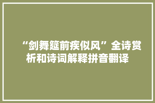 “剑舞筵前疾似风”全诗赏析和诗词解释拼音翻译