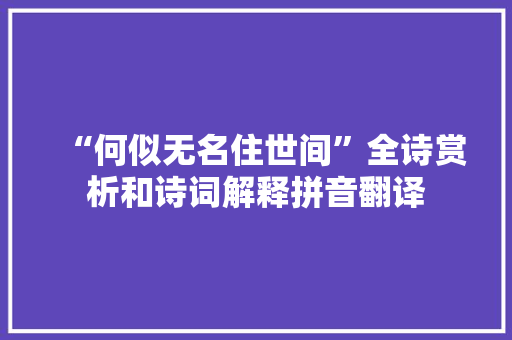 “何似无名住世间”全诗赏析和诗词解释拼音翻译