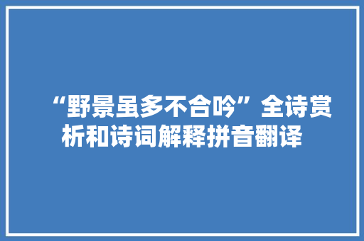 “野景虽多不合吟”全诗赏析和诗词解释拼音翻译