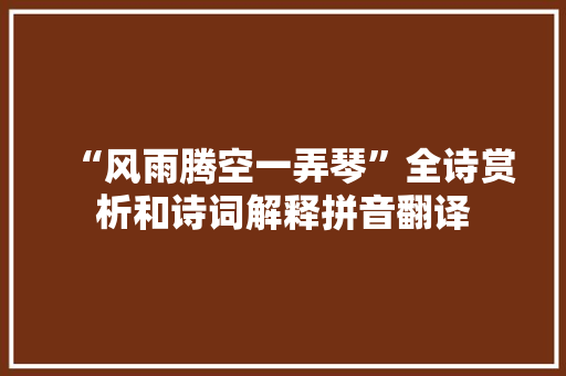 “风雨腾空一弄琴”全诗赏析和诗词解释拼音翻译