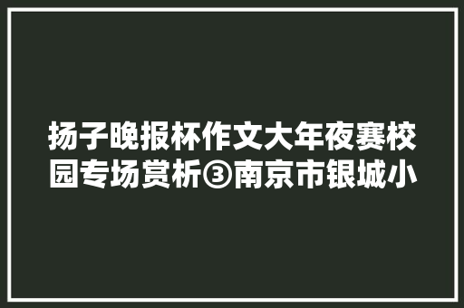 扬子晚报杯作文大年夜赛校园专场赏析③南京市银城小学参赛佳作亮相