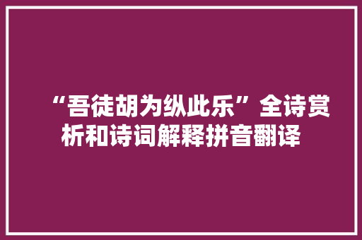 “吾徒胡为纵此乐”全诗赏析和诗词解释拼音翻译