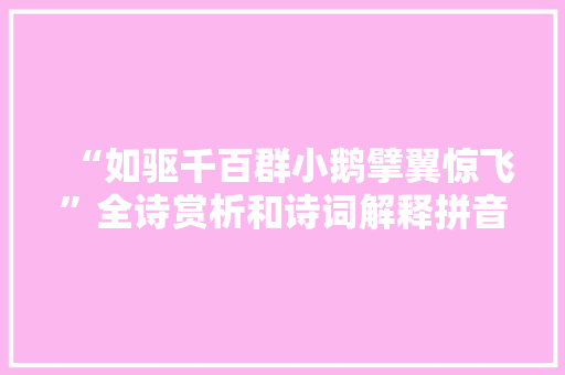 “如驱千百群小鹅擘翼惊飞”全诗赏析和诗词解释拼音翻译