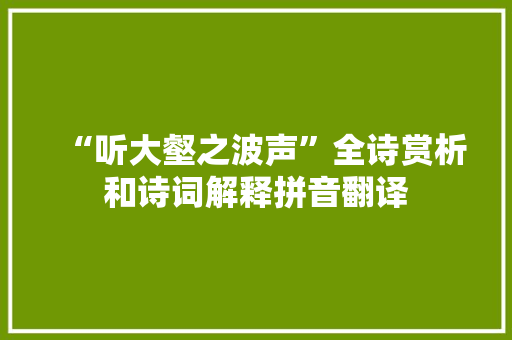 “听大壑之波声”全诗赏析和诗词解释拼音翻译