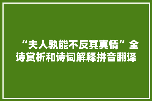 “夫人孰能不反其真情”全诗赏析和诗词解释拼音翻译