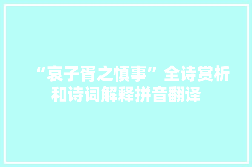 “哀子胥之慎事”全诗赏析和诗词解释拼音翻译