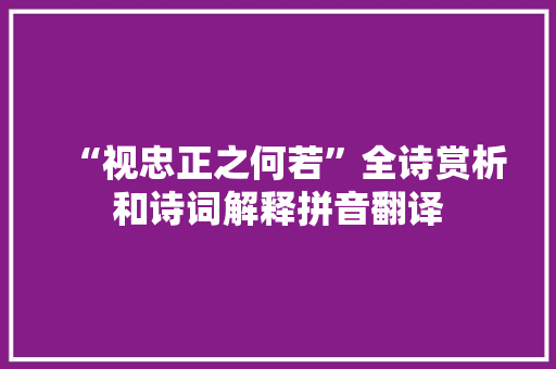 “视忠正之何若”全诗赏析和诗词解释拼音翻译