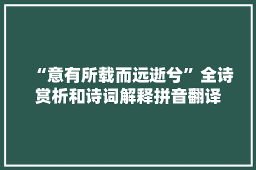 “意有所载而远逝兮”全诗赏析和诗词解释拼音翻译