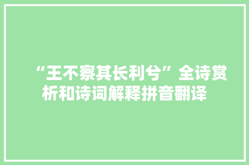 “王不察其长利兮”全诗赏析和诗词解释拼音翻译