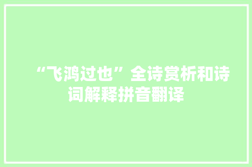 “飞鸿过也”全诗赏析和诗词解释拼音翻译