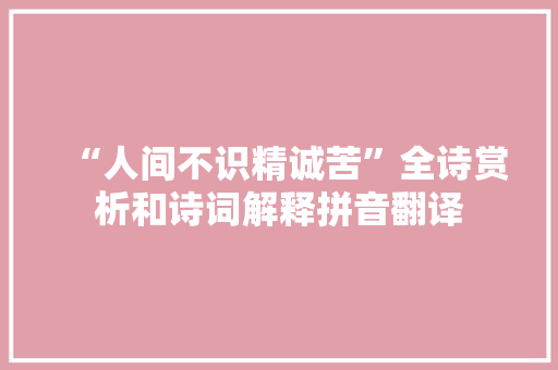 “人间不识精诚苦”全诗赏析和诗词解释拼音翻译