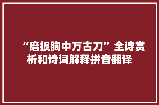 “磨损胸中万古刀”全诗赏析和诗词解释拼音翻译