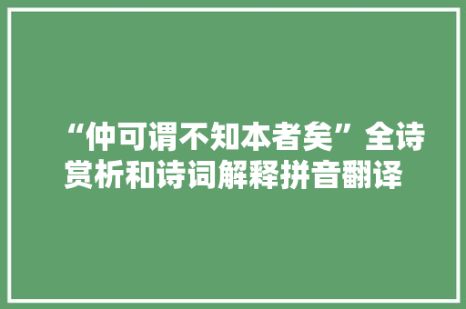 “仲可谓不知本者矣”全诗赏析和诗词解释拼音翻译