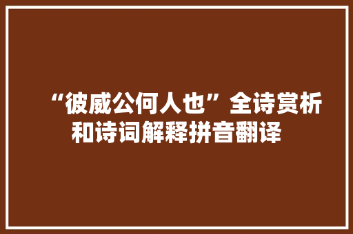 “彼威公何人也”全诗赏析和诗词解释拼音翻译