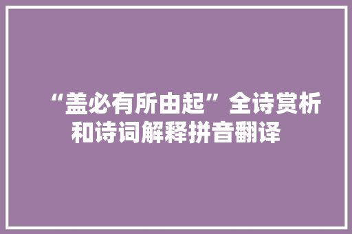 “盖必有所由起”全诗赏析和诗词解释拼音翻译