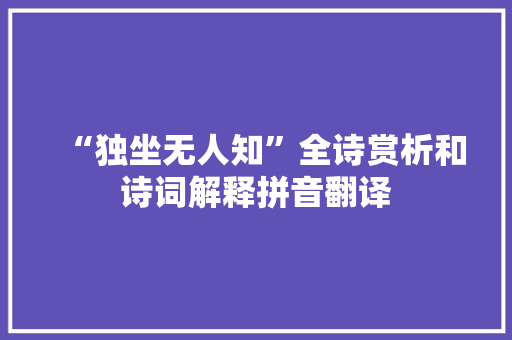 “独坐无人知”全诗赏析和诗词解释拼音翻译