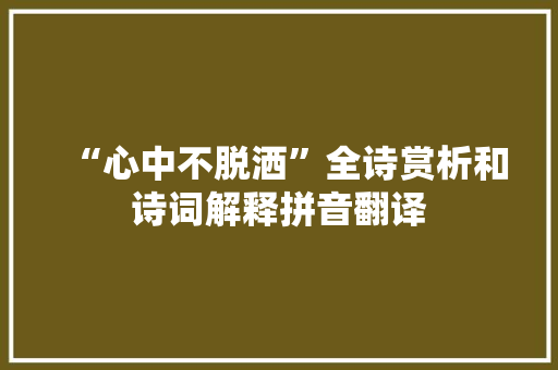 “心中不脱洒”全诗赏析和诗词解释拼音翻译