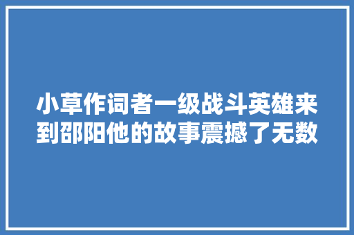 小草作词者一级战斗英雄来到邵阳他的故事震撼了无数人