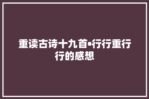 重读古诗十九首•行行重行行的感想