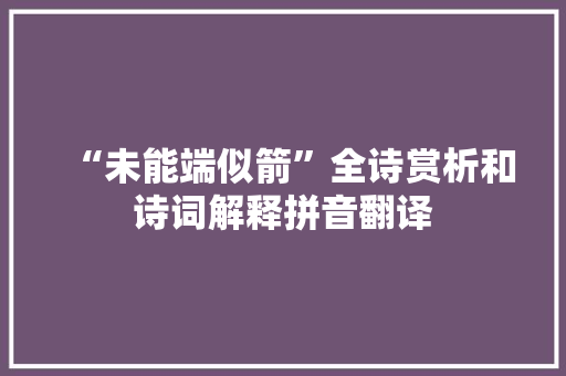 “未能端似箭”全诗赏析和诗词解释拼音翻译