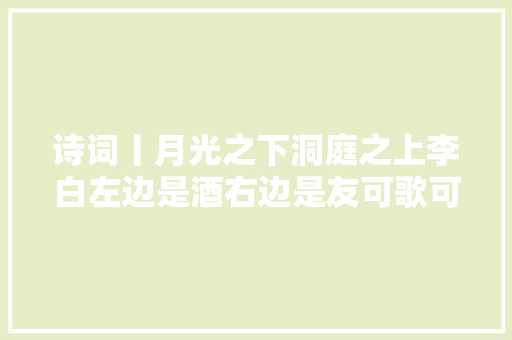 诗词丨月光之下洞庭之上李白左边是酒右边是友可歌可乐