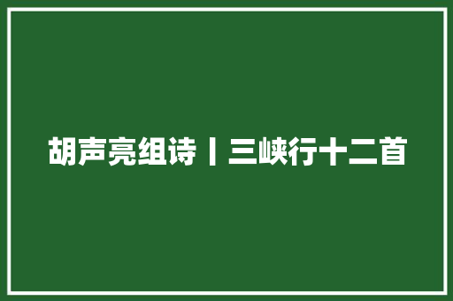胡声亮组诗丨三峡行十二首