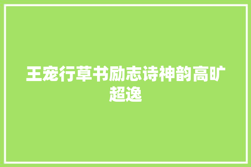 王宠行草书励志诗神韵高旷超逸