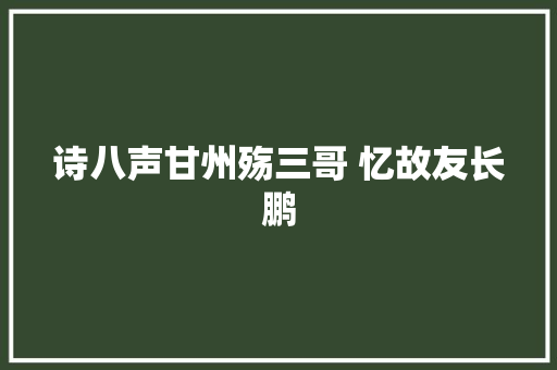 诗八声甘州殇三哥 忆故友长鹏