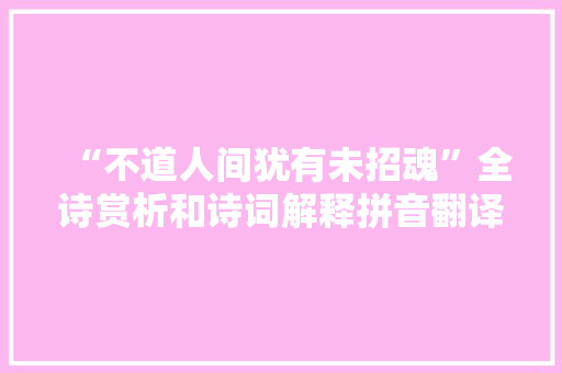 “不道人间犹有未招魂”全诗赏析和诗词解释拼音翻译