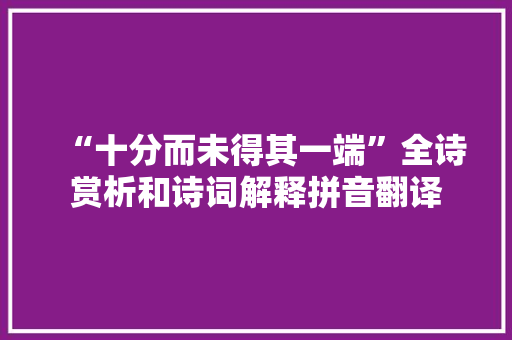“十分而未得其一端”全诗赏析和诗词解释拼音翻译