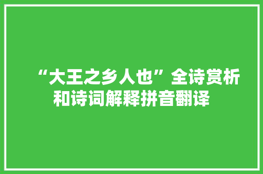 “大王之乡人也”全诗赏析和诗词解释拼音翻译