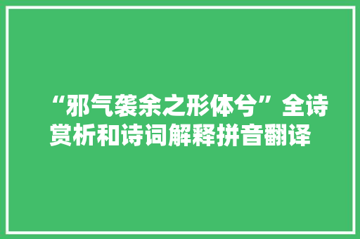 “邪气袭余之形体兮”全诗赏析和诗词解释拼音翻译