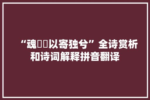 “魂眐眐以寄独兮”全诗赏析和诗词解释拼音翻译