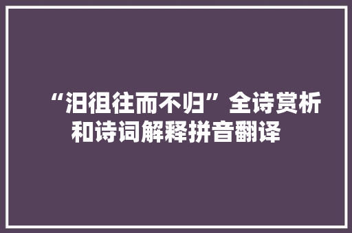 “汨徂往而不归”全诗赏析和诗词解释拼音翻译