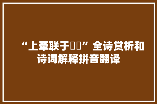 “上牵联于矰隿”全诗赏析和诗词解释拼音翻译