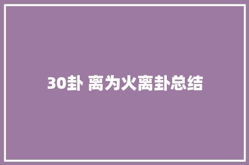 30卦 离为火离卦总结